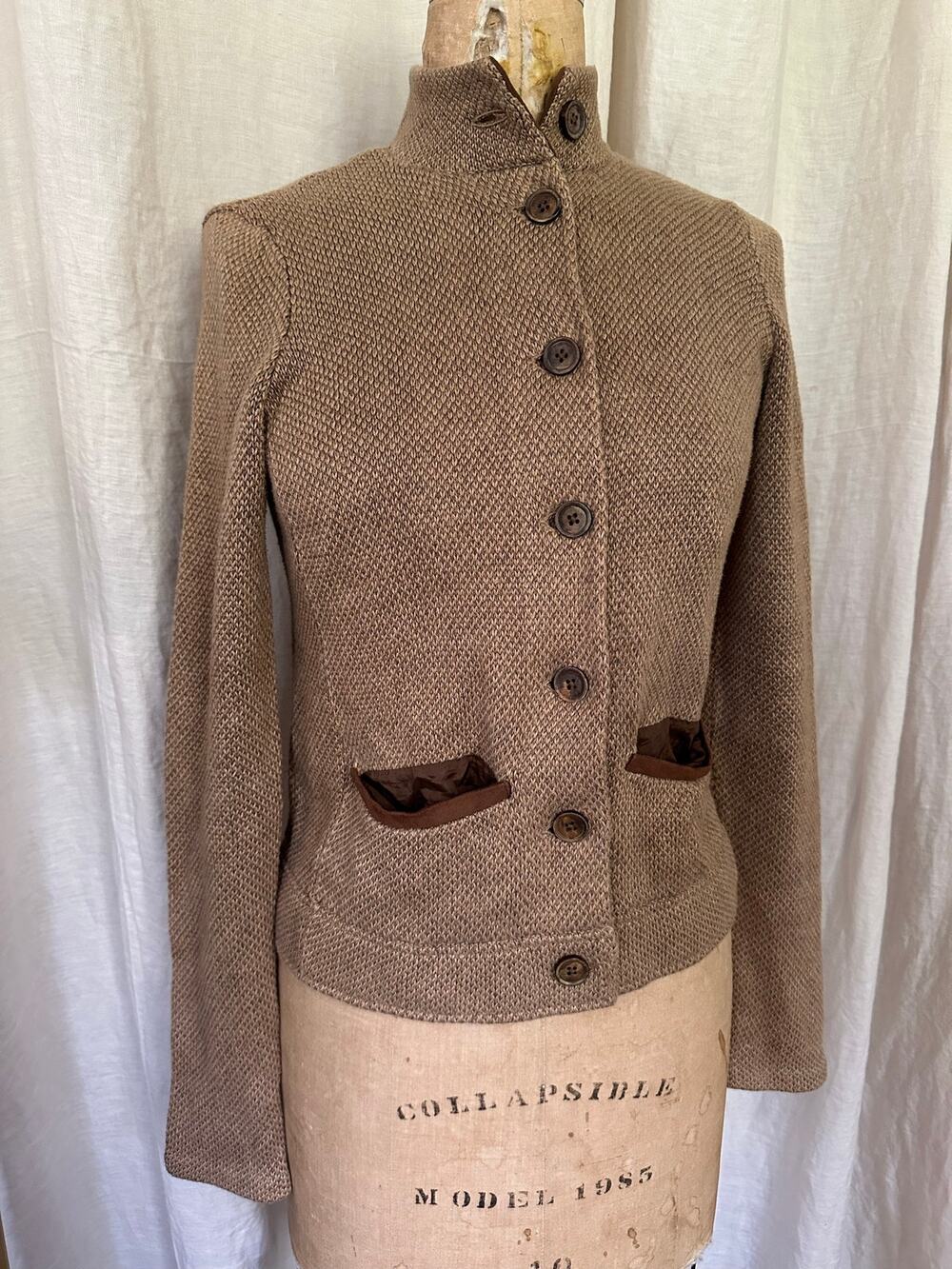 LRL Lauren Ralph Lauren equestrian knitted blazer jacket sz PS linen cotton